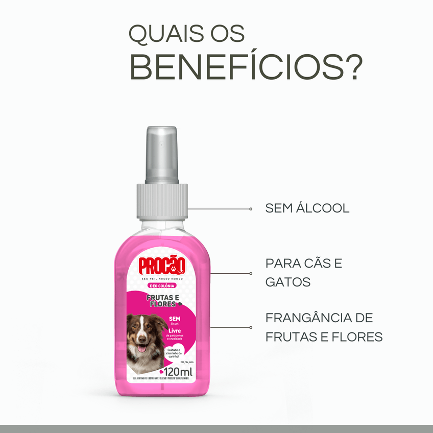 Deo Colonia Pet Sem Alcool Femea Cães Gatos Procão 120ml - imagem 2