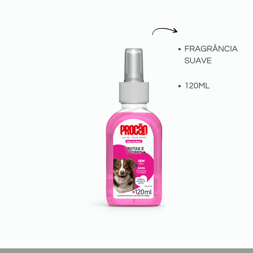 Deo Colonia Pet Sem Alcool Femea Cães Gatos Procão 120ml - imagem 3
