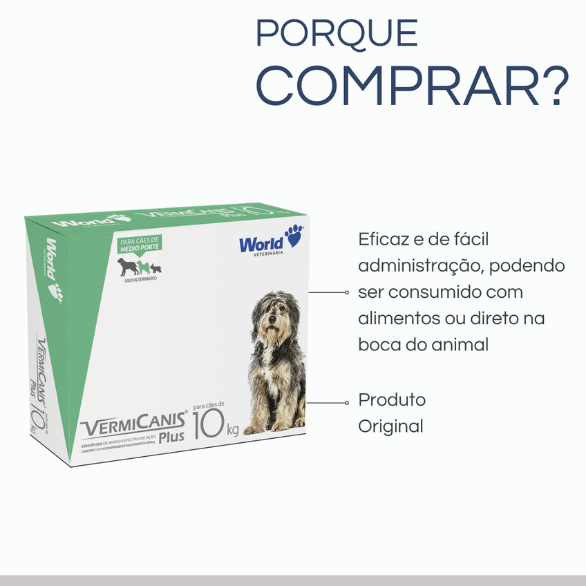 Vermicanis Plus Vermífugo Amplo Espectro Cães 10kg C/4 World - imagem 4