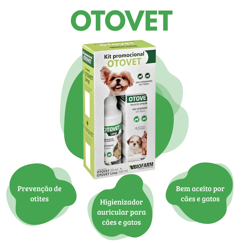 Kit Otovet 20 Ml+ Otovet Limp 100ml Tratamento Auditivo Biofarm - imagem 5