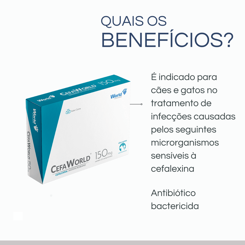 Cefaworld Antibiótico Amplo Espectro Cães Gatos World 150mg - imagem 2