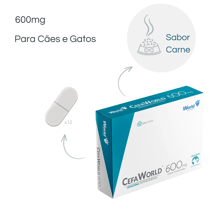 Cefaworld Antibiótico Amplo Espectro Cães Gatos World 600mg - imagem 3