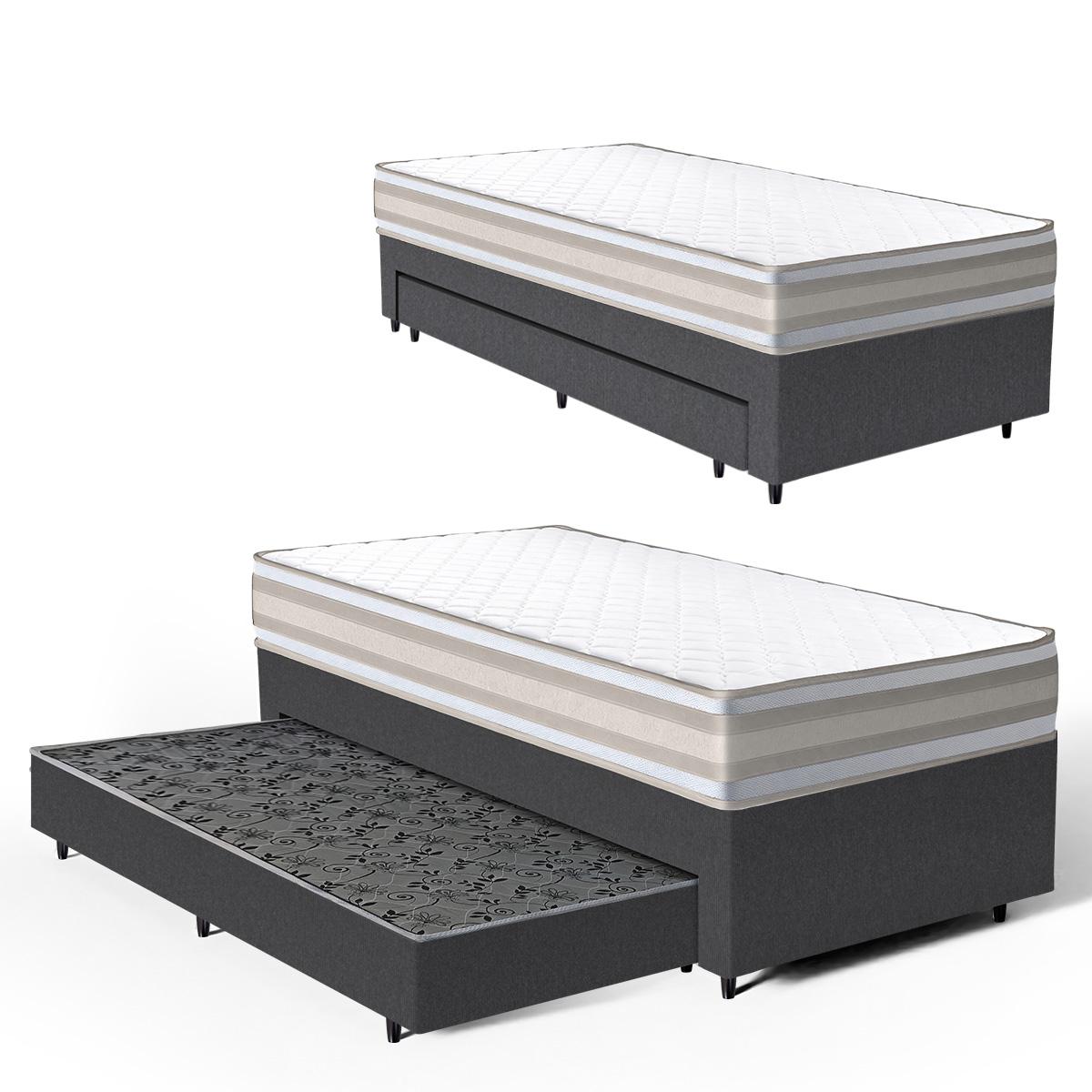 Cama Box Com Colchão De Espuma D33 Double Face Territory Hellen +