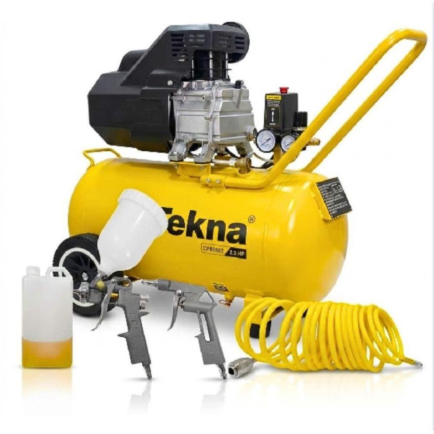 Compressor De Ar Com Kit 2,5hp 43l 127v E Parafusadeira 12v Bivolt Com Kit 13 Peças Tekna Evald - imagem 2