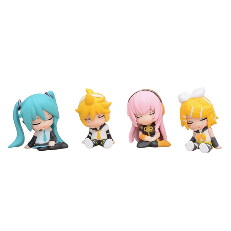 Mini Conjunto De Bonecos Vocaloid Miku Len Rin Luka Pvc 4 Figuras