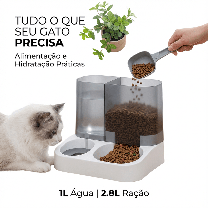 Comedouro/bebedouro Duplo Automático Premium Pets Branco - imagem 3