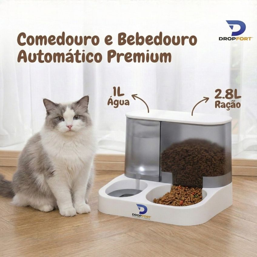 Comedouro/bebedouro Duplo Automático Premium Pets Branco - imagem 4