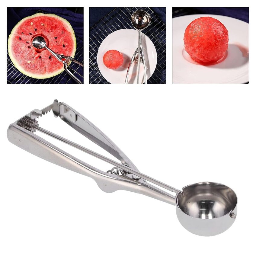 Pegador Colher Com Ejetor De Sorvete Açaí Profissional Inox Bola 22cm - imagem 3