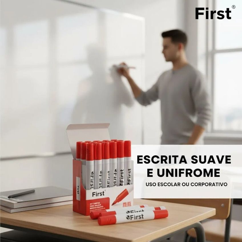 Marcador Quadro Branco Vermelho Caixa Com 12 Secagem Rápida - imagem 5