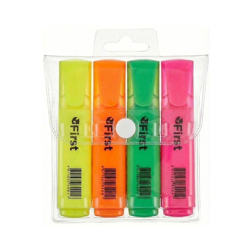 Marca Texto Neon 4 Cores Ponta Chanfrada 5mm Com Estojo - imagem 4