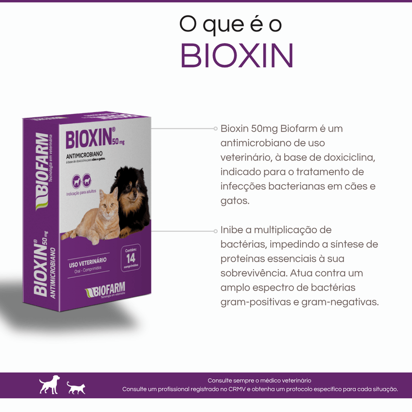Kit 2 Bioxin Antimicrobiano Doxiciclina Cães Gatos Biofarm - imagem 3