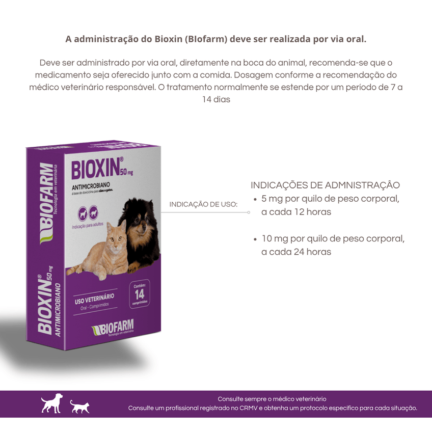 Kit 2 Bioxin Antimicrobiano Doxiciclina Cães Gatos Biofarm - imagem 4