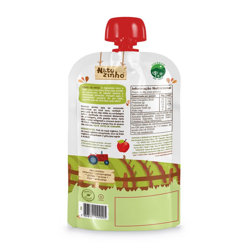 Papinha De Fruta Orgânica Natuzinho Maçã 100g – Sem Conservantes - imagem 5