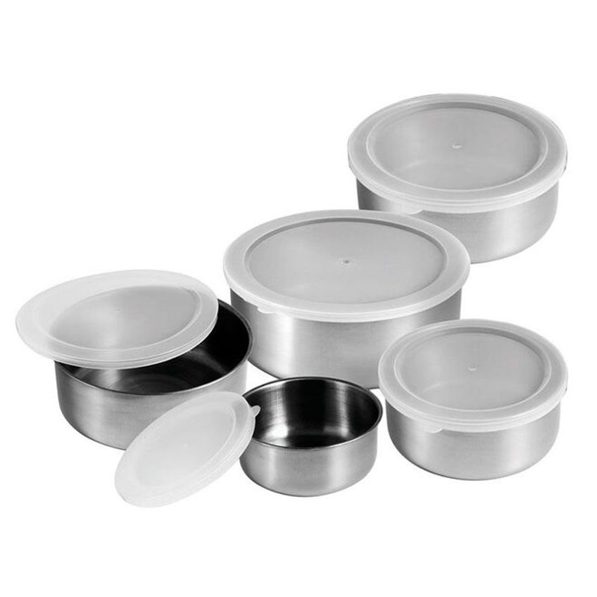 Jogo De Tigelas Bowls De Aço Inox Com Tampa 5 Unidades - imagem 3