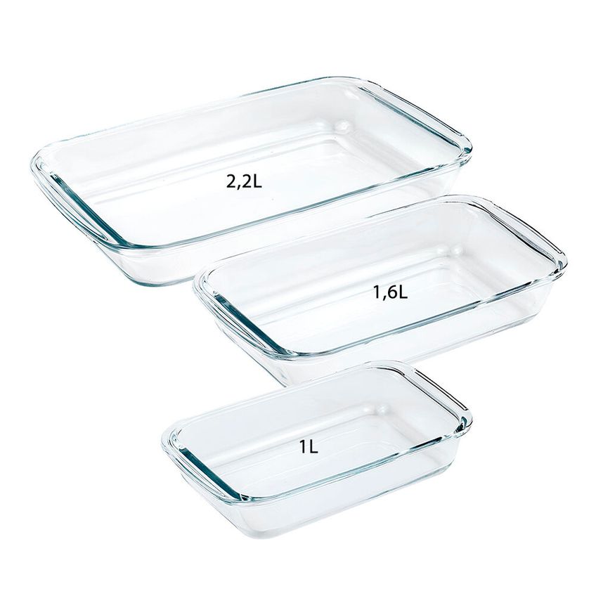 Conjunto 3 Travessas Retangulares Em Vidro Para Servir (1l+1,6l+2,2l) - imagem 5