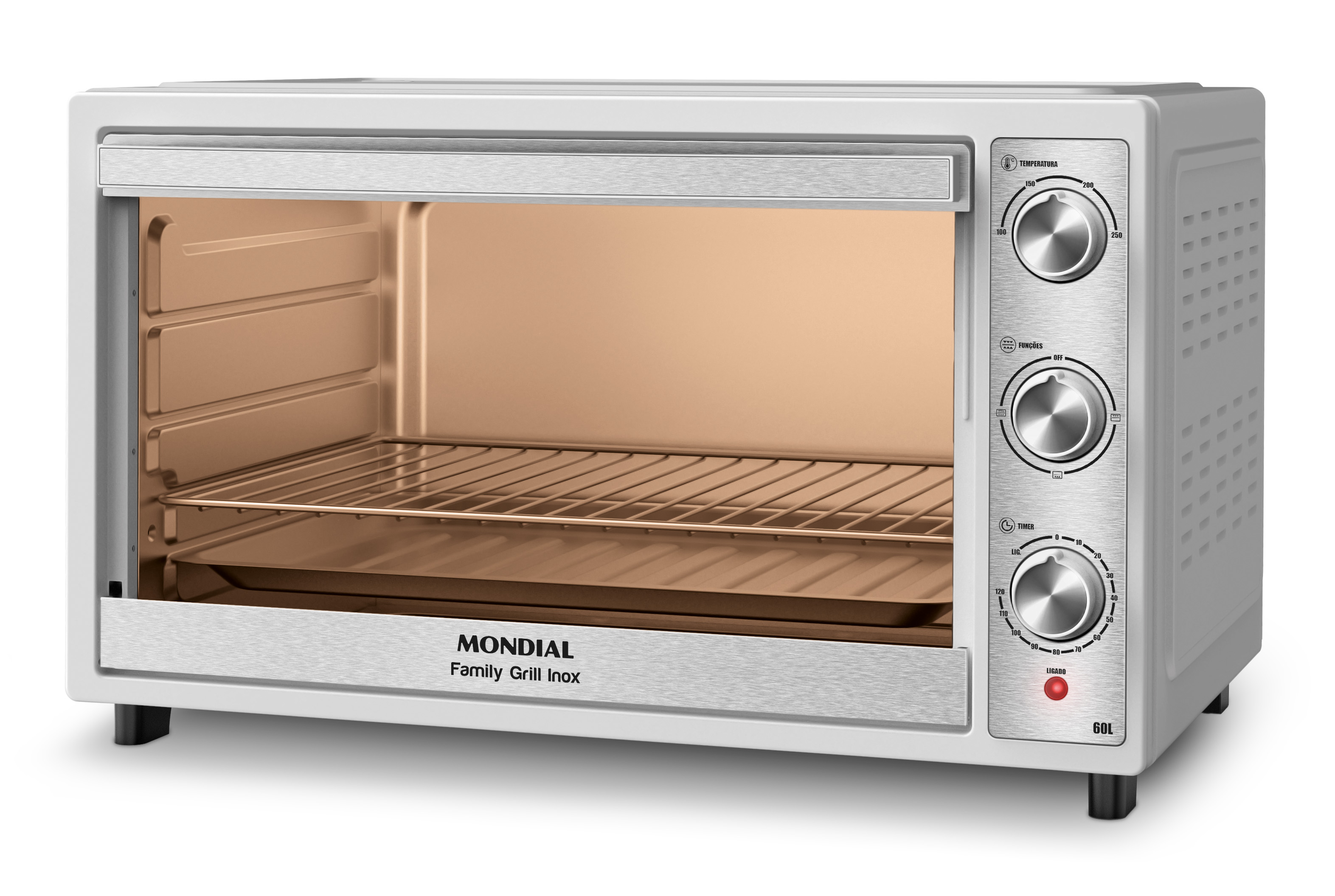 Forno Elétrico 60l Family Grill Inox Mondial Branco/Inox 1800w 127v ...