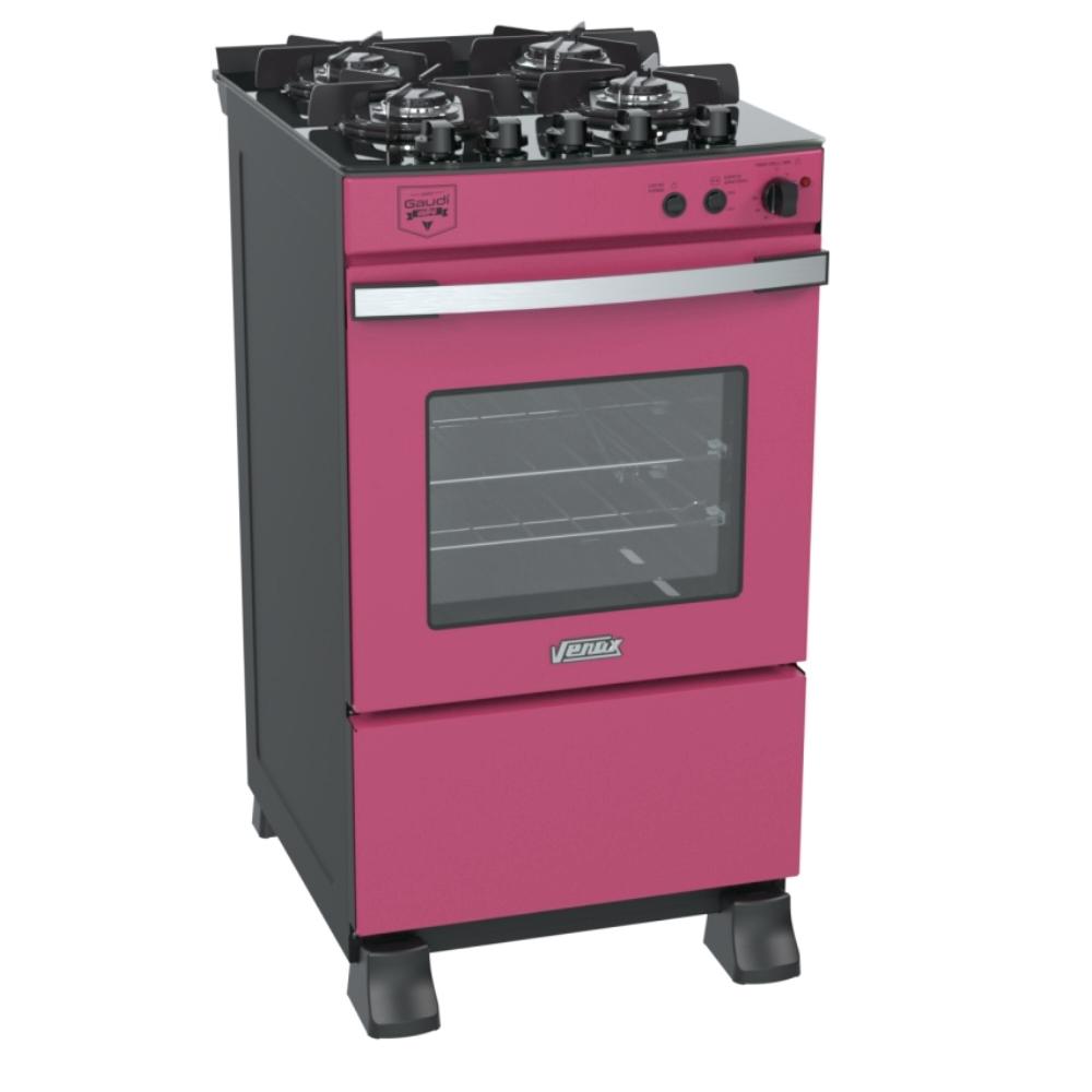 Fogão 4 Bocas Venax Gaudi Vetro Vitreo Rosa Mesa em Vidro - 110v - 22154