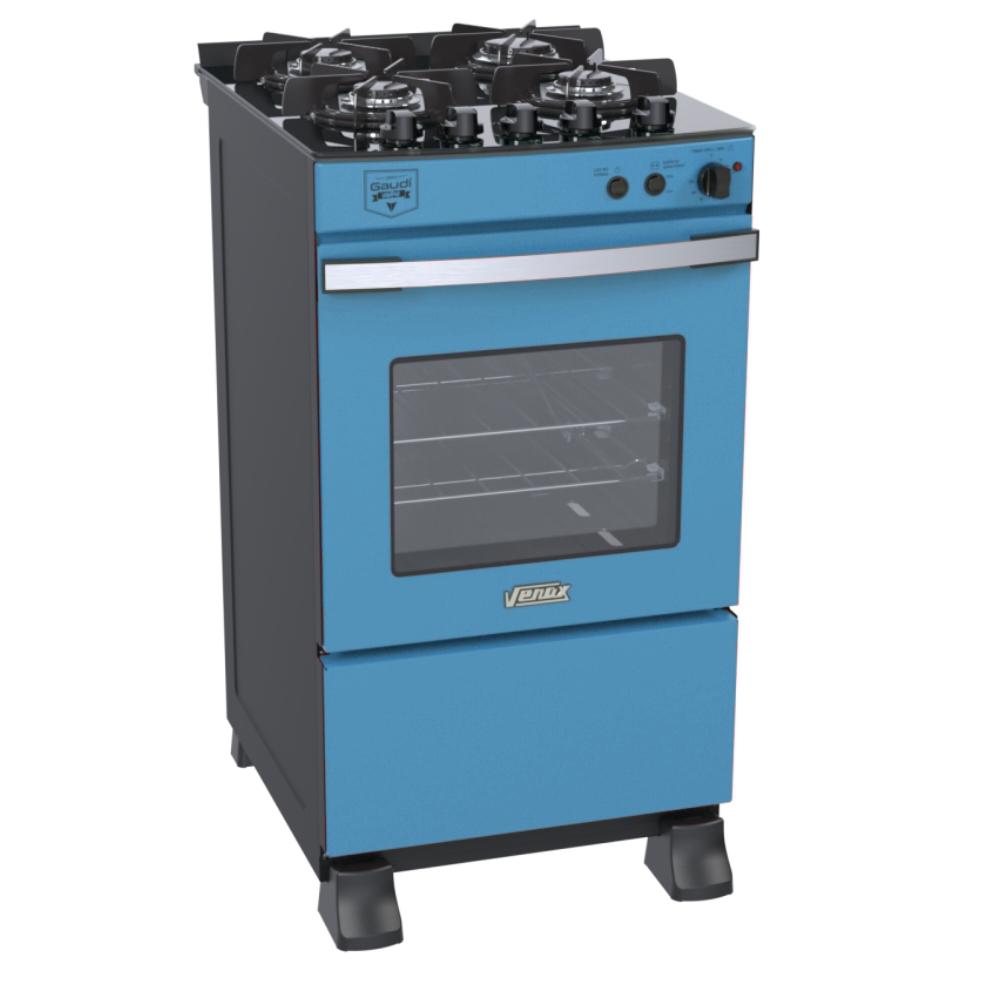 Fogão 4 Bocas Venax Gaudi Vetro Vitreo Azul Mesa em Vidro - 220v - 22167