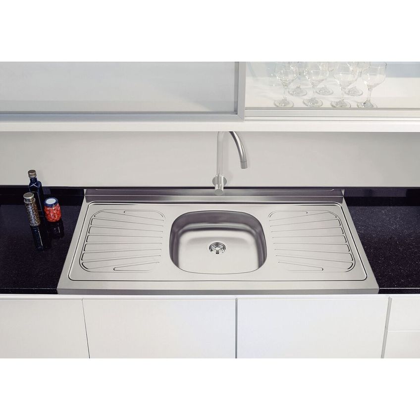 Pia De Apoio Tramontina New Raggi 40 Em Aço Inox 120x52cm Com Válvula - imagem 3