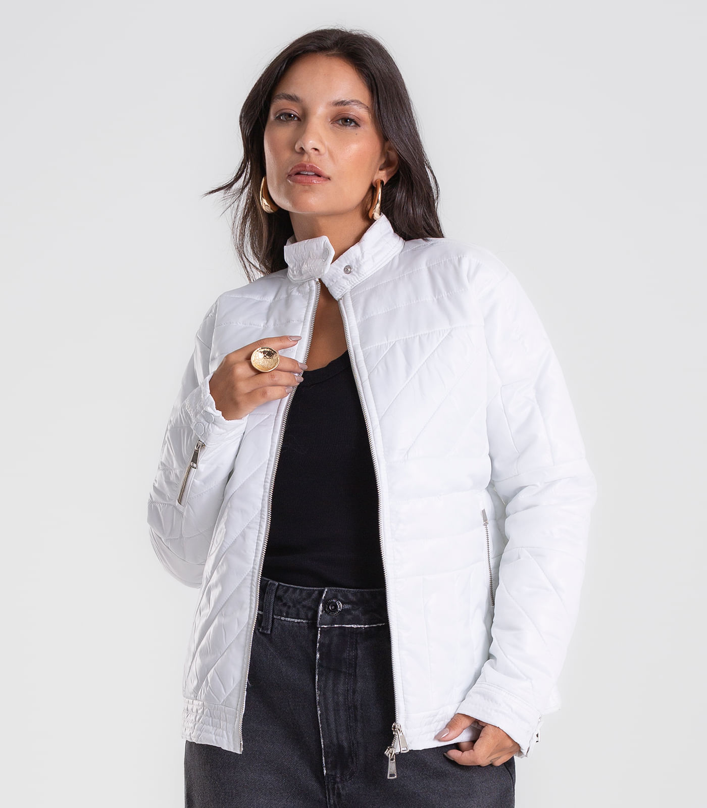 Jaqueta Feminina Em Microfibra Endless Branco G