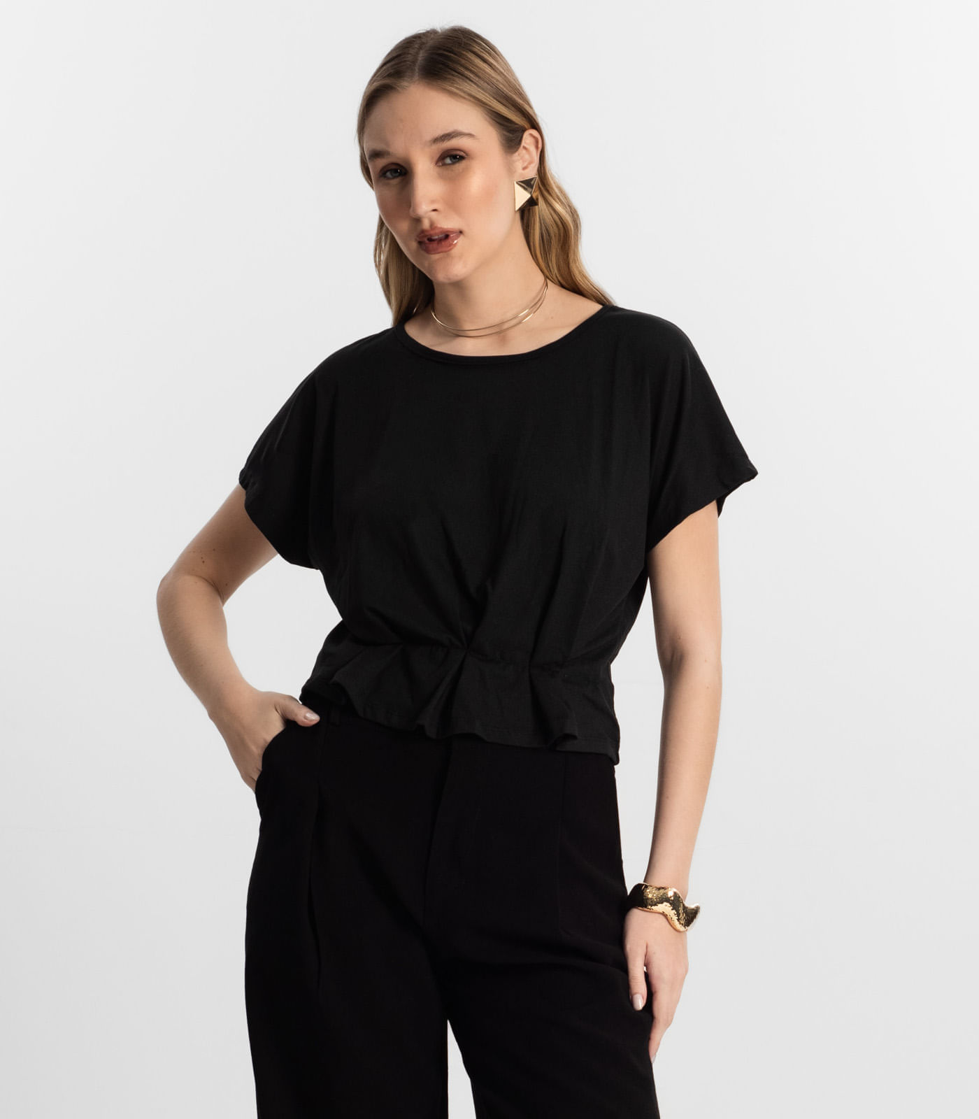 Blusa Feminina Com Pregas Endless Preto Gg