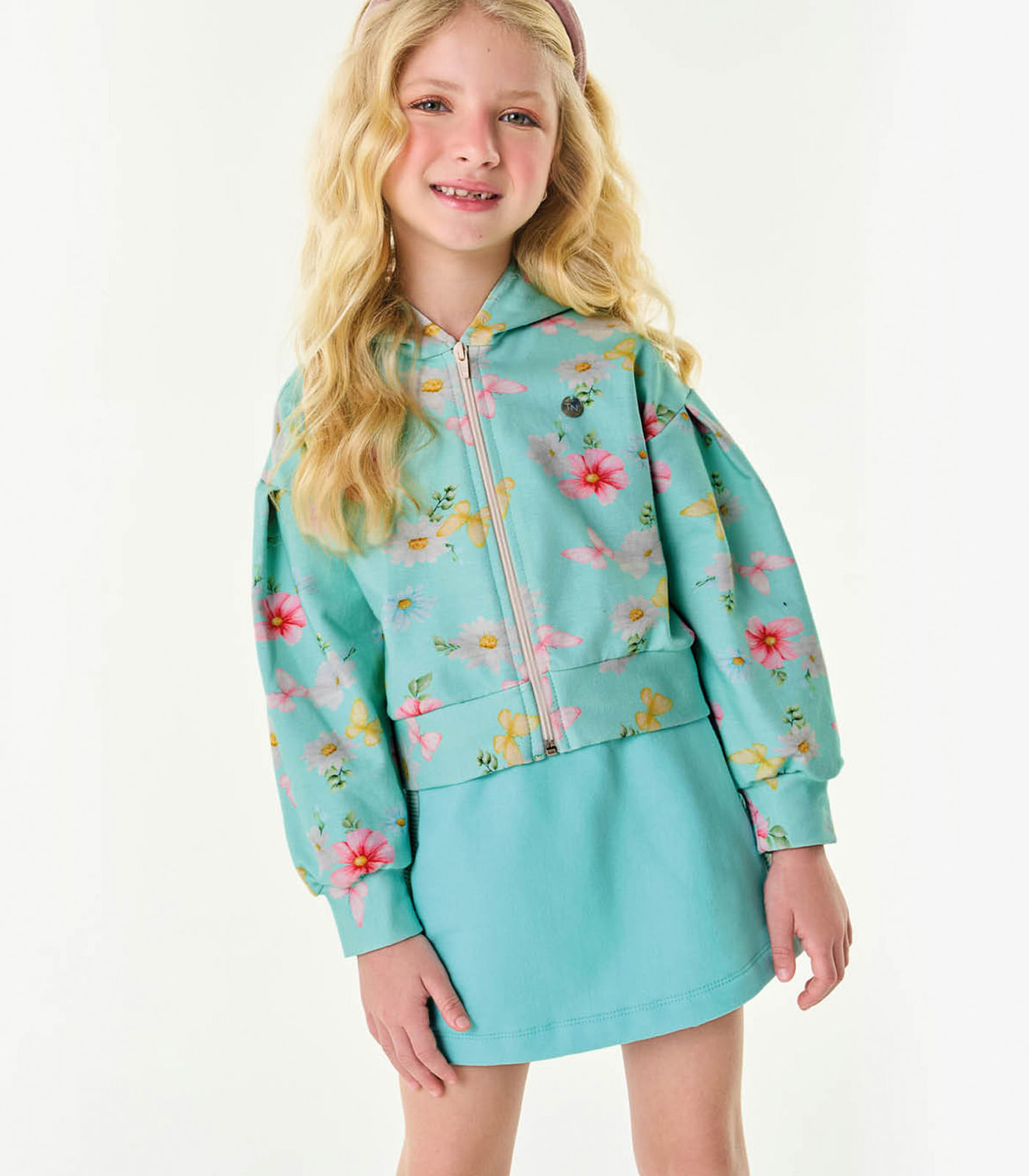 Conjunto Infantil Jaqueta Com Saia Trick Nick Azul 14