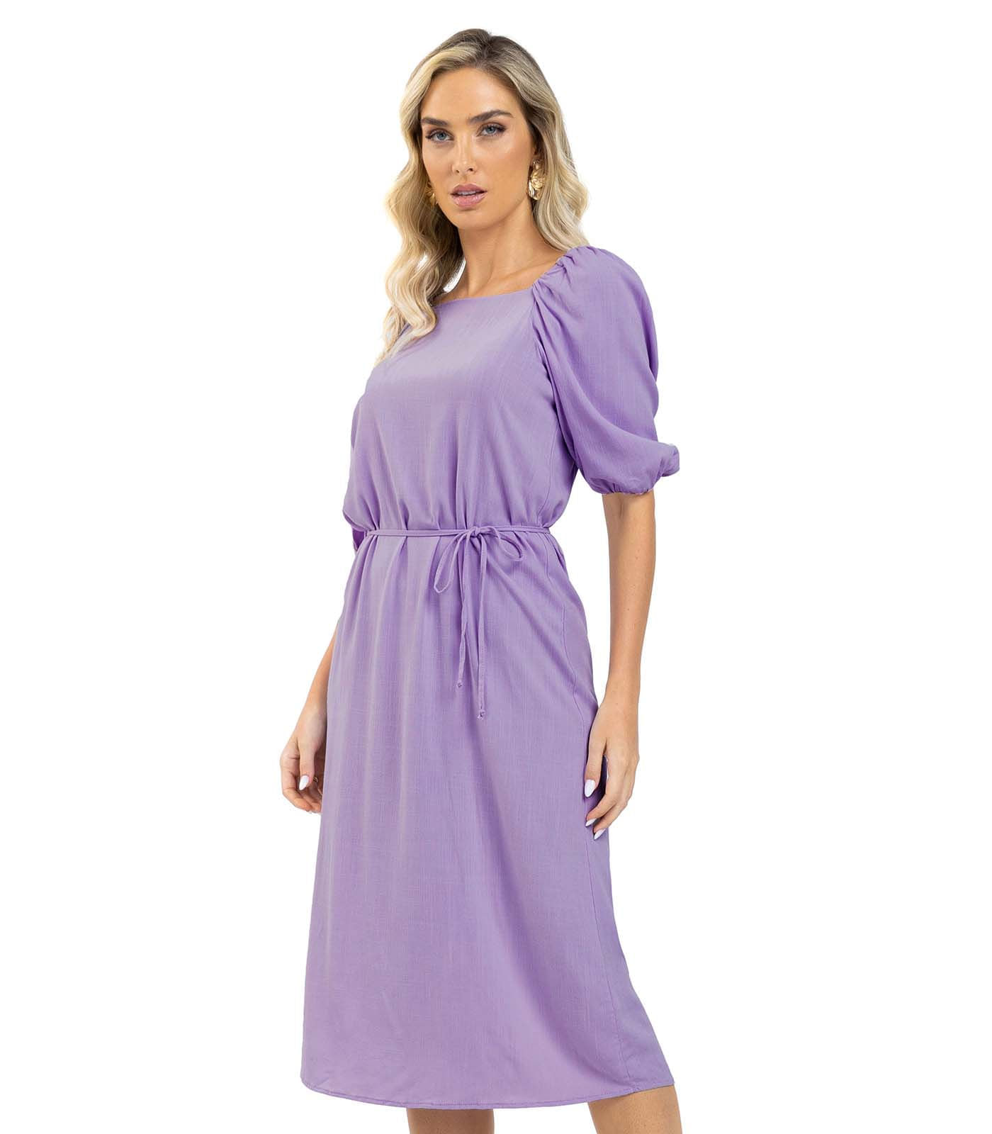 Vestido Midi Viscose Slub Prime Endless Roxo G