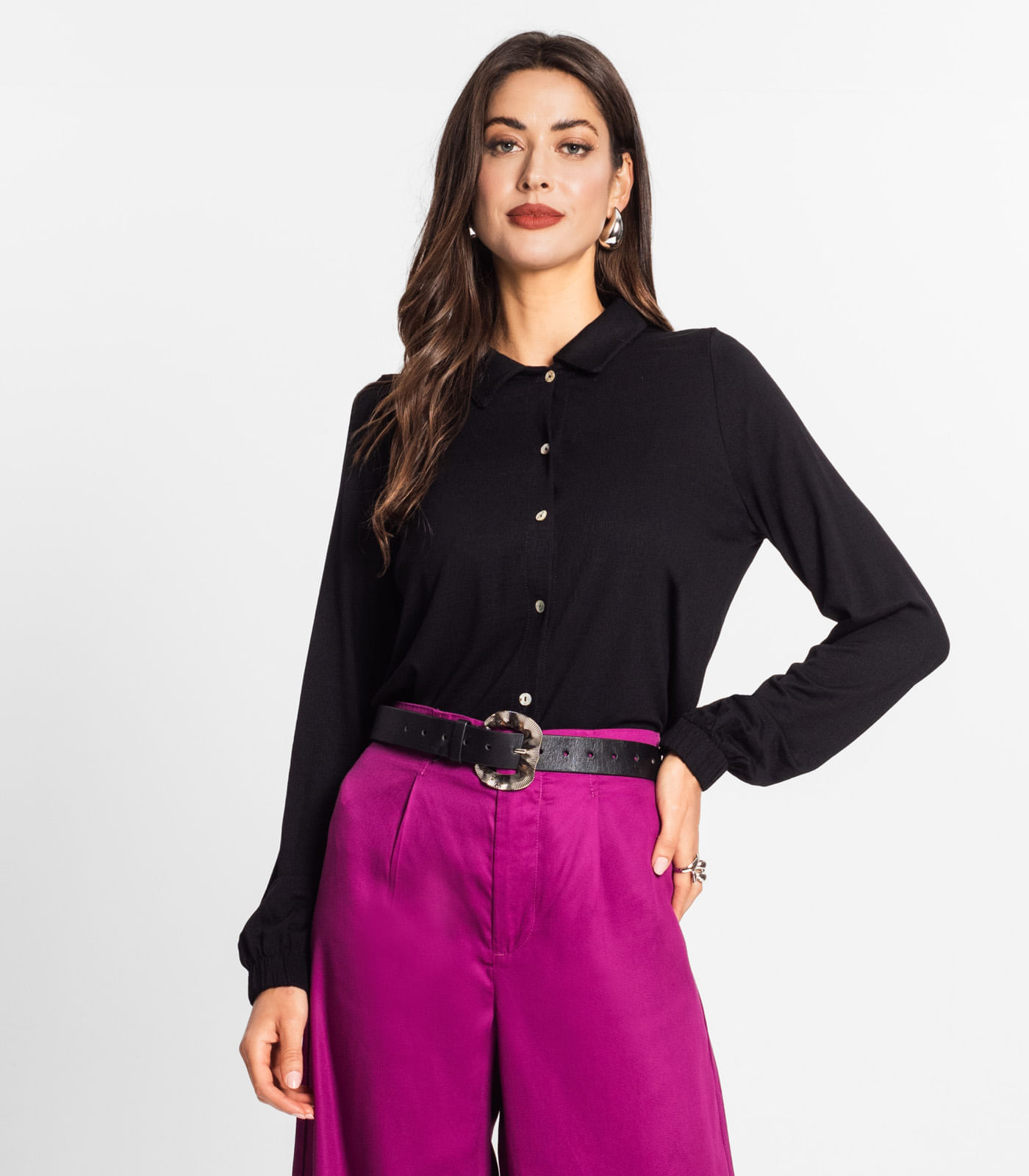 Camisa Manga Longa Com Botões Endless Preto P