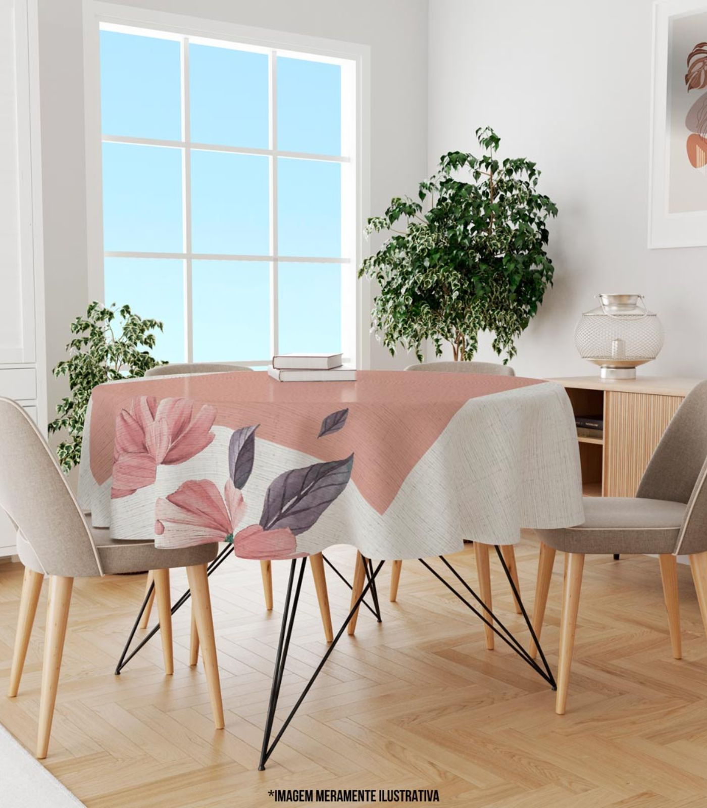 Toalha De Mesa Redonda Wevans Rosa Un