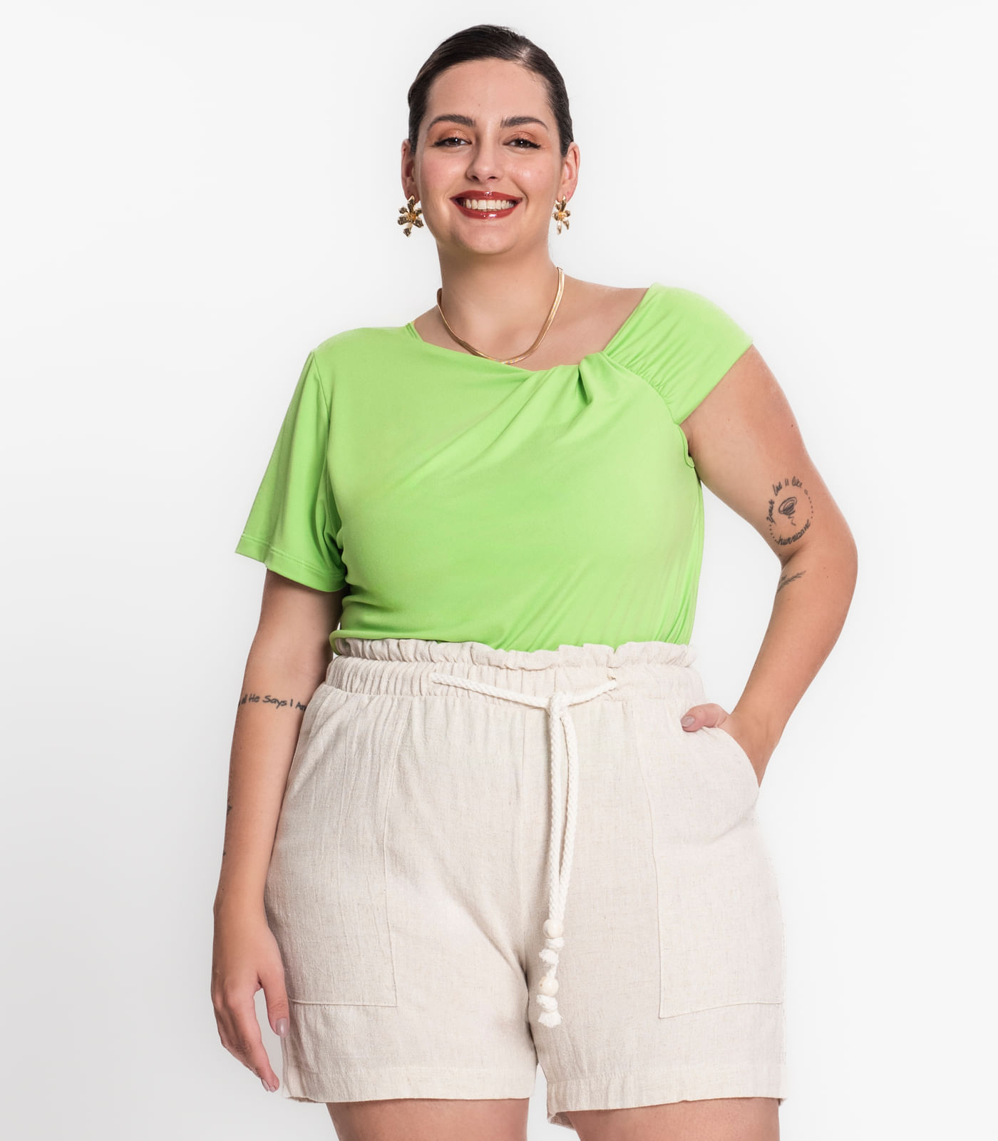 Blusa Feminina Plus Size Em Malha Soft Secret Glam Verde Plus G2
