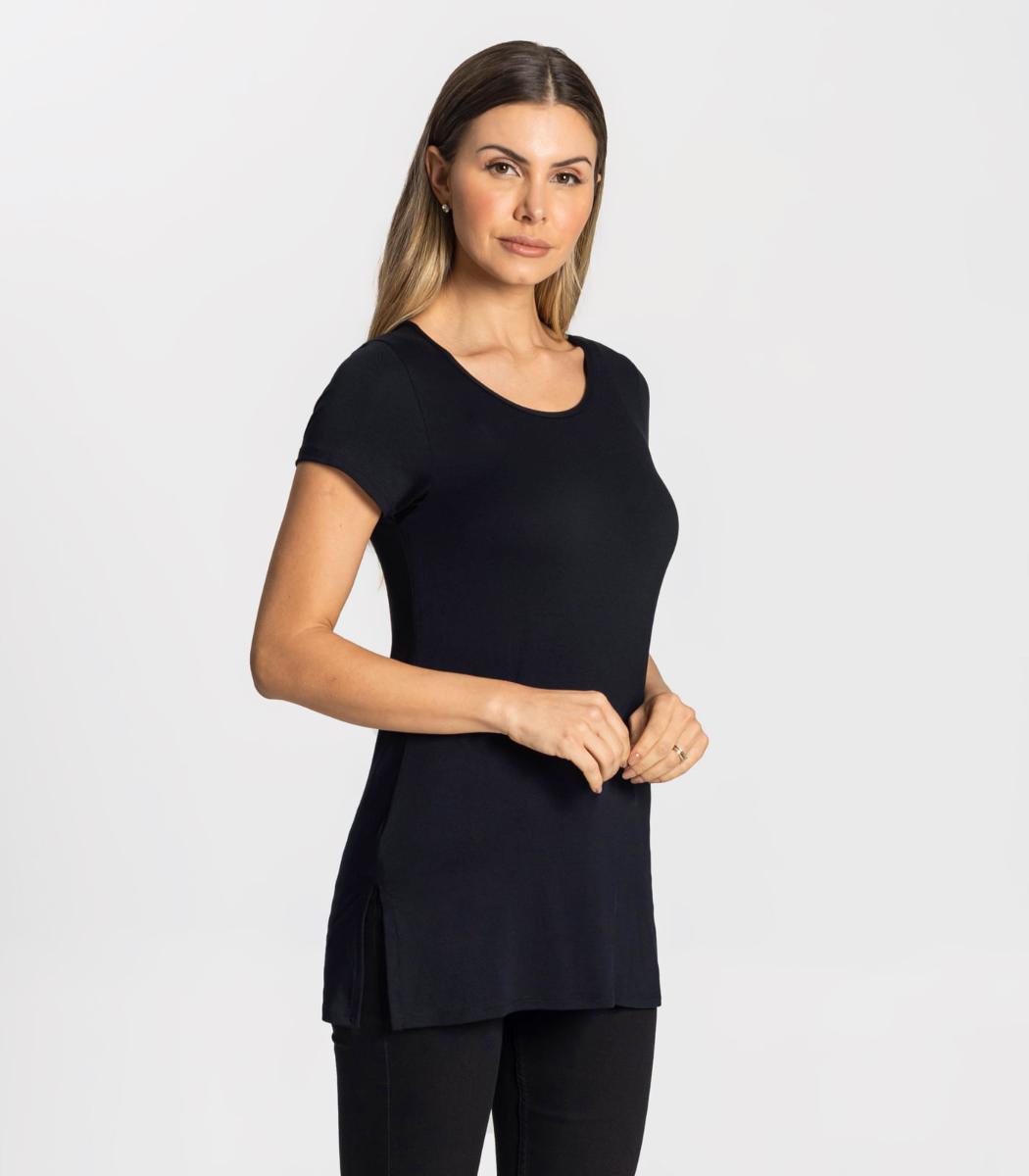 Blusa Alongada Feminina Rovitex Básicos Preto P