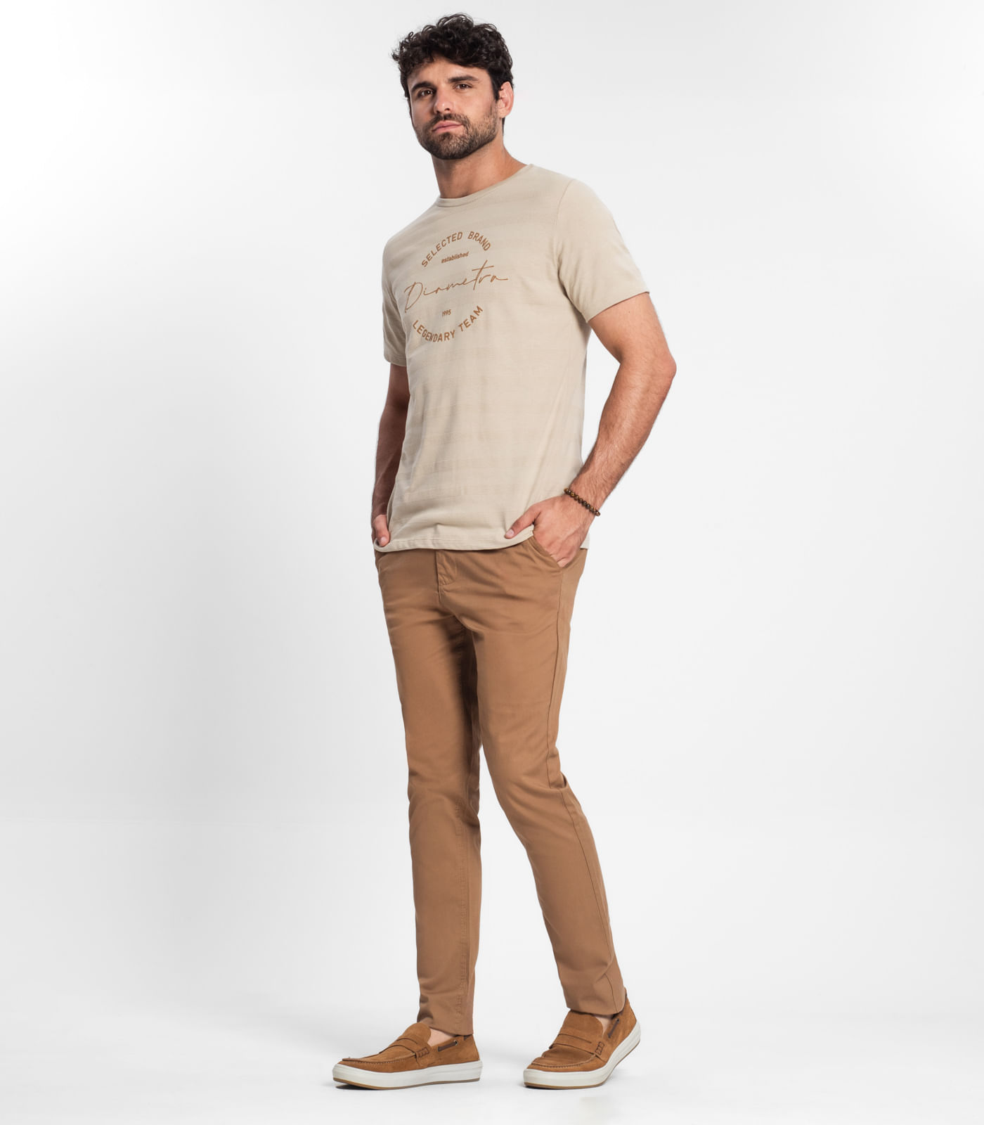 Calça Masculina Em Sarja Diametro Marrom 48