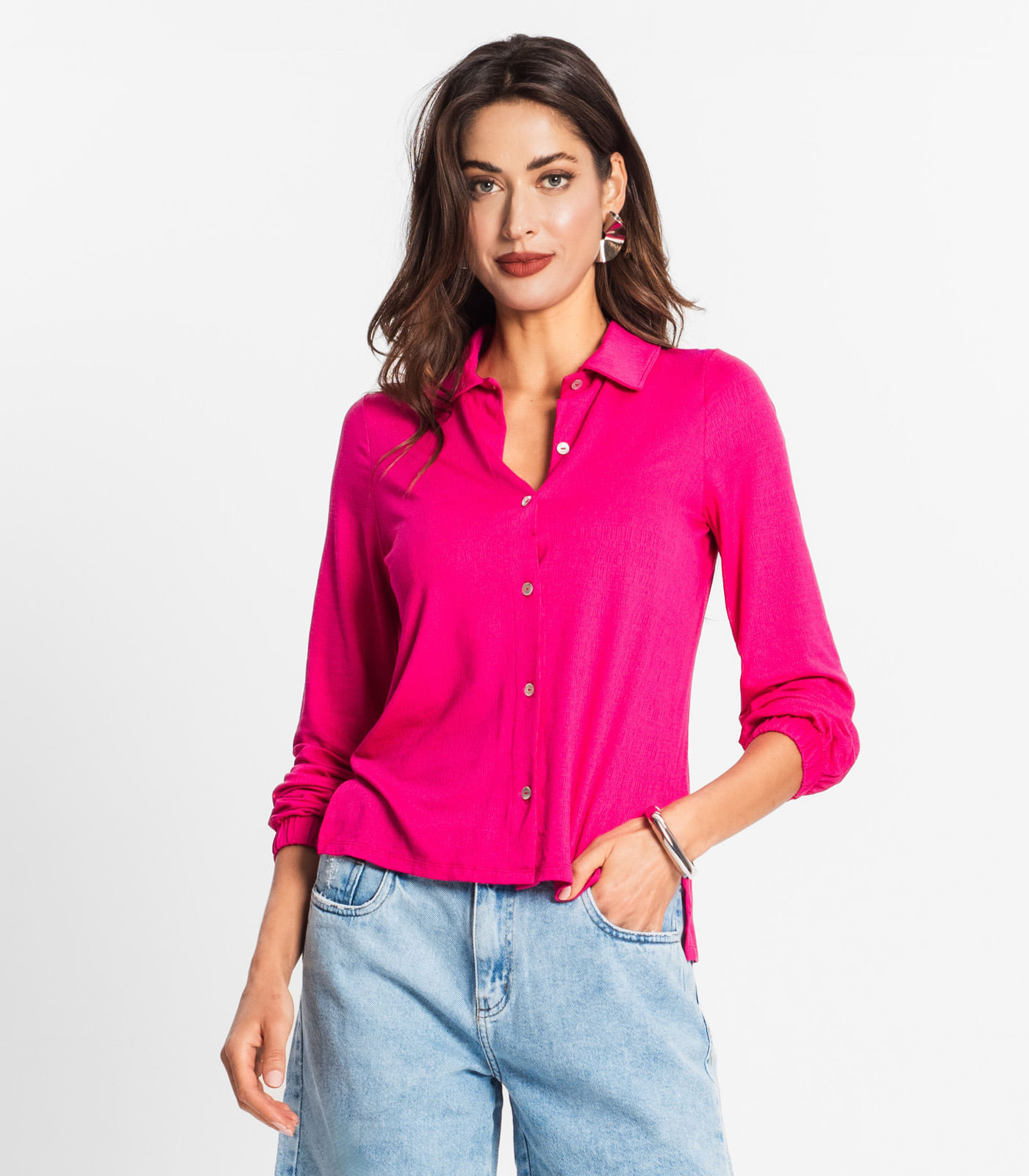 Camisa Manga Longa Com Botões Endless Rosa M