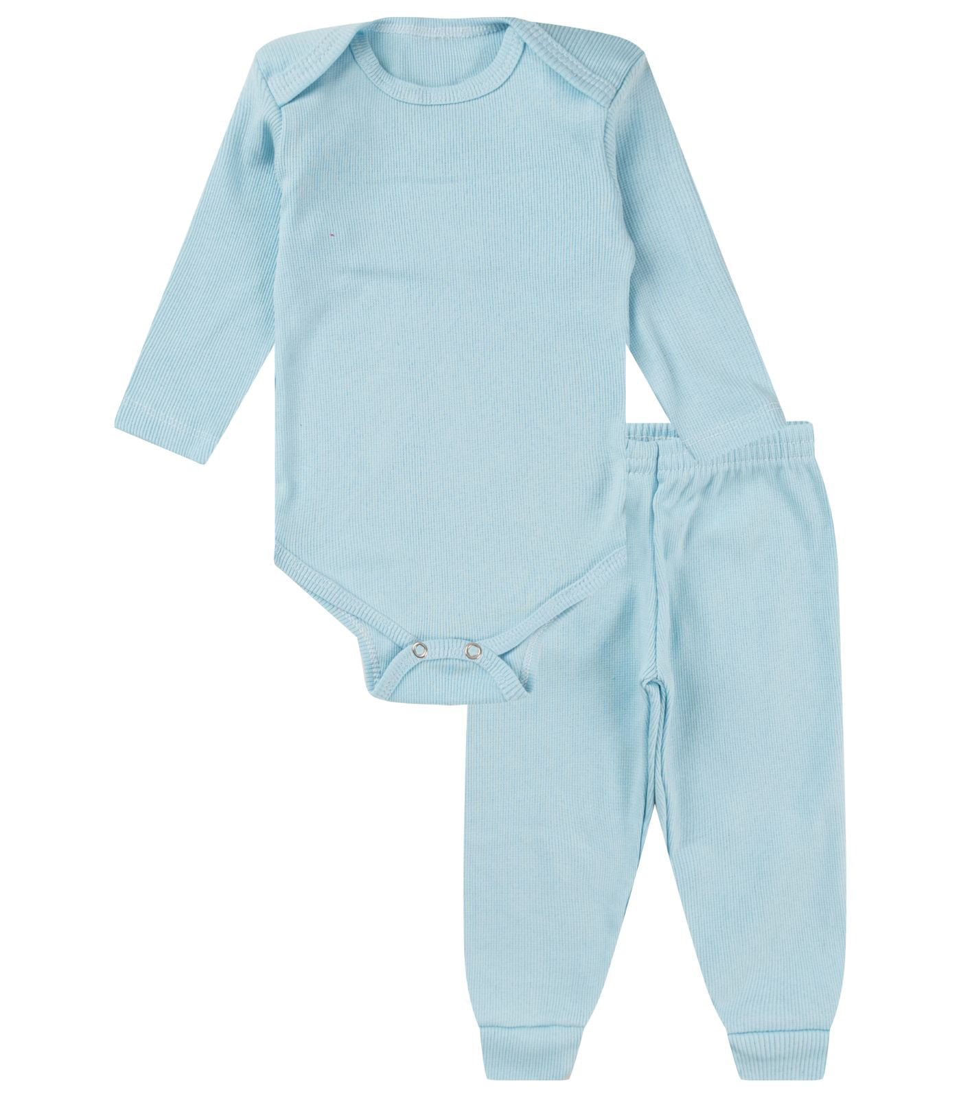 Kit Body Bebê Canelado 2 Peças Select Azul P