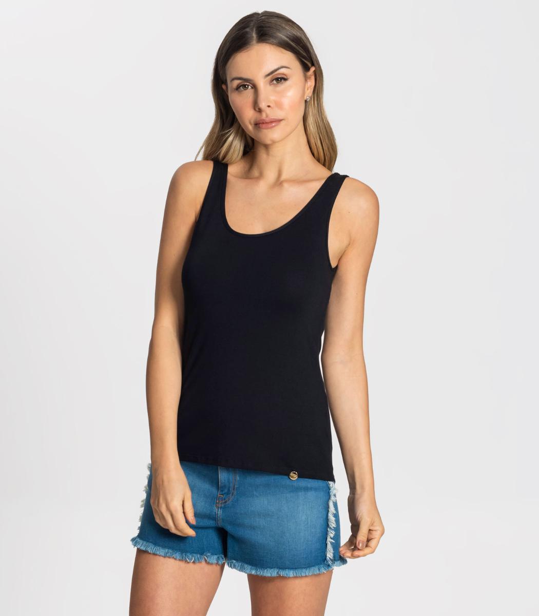 Regata Viscotorcion Feminina Rovitex Básicos Preto P