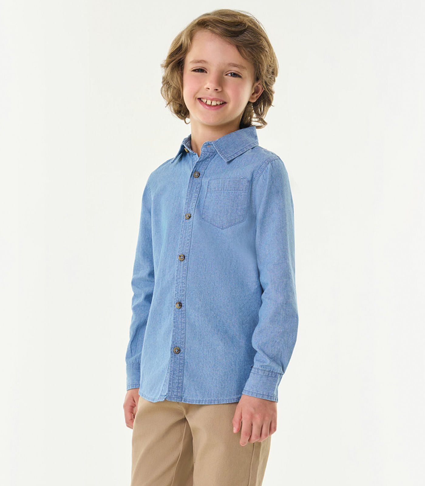 Camisa Jeans Infantil Com Bolso Trick Nick Cinza 2