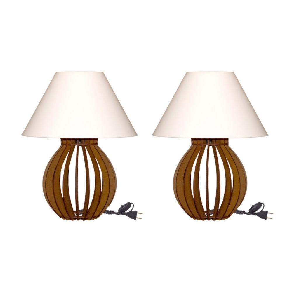 Abajur Kit 2 Unidades La Finesse Para Quarto E Sala Com Cúpula Branco E Soquete E27 Oem Bivolt