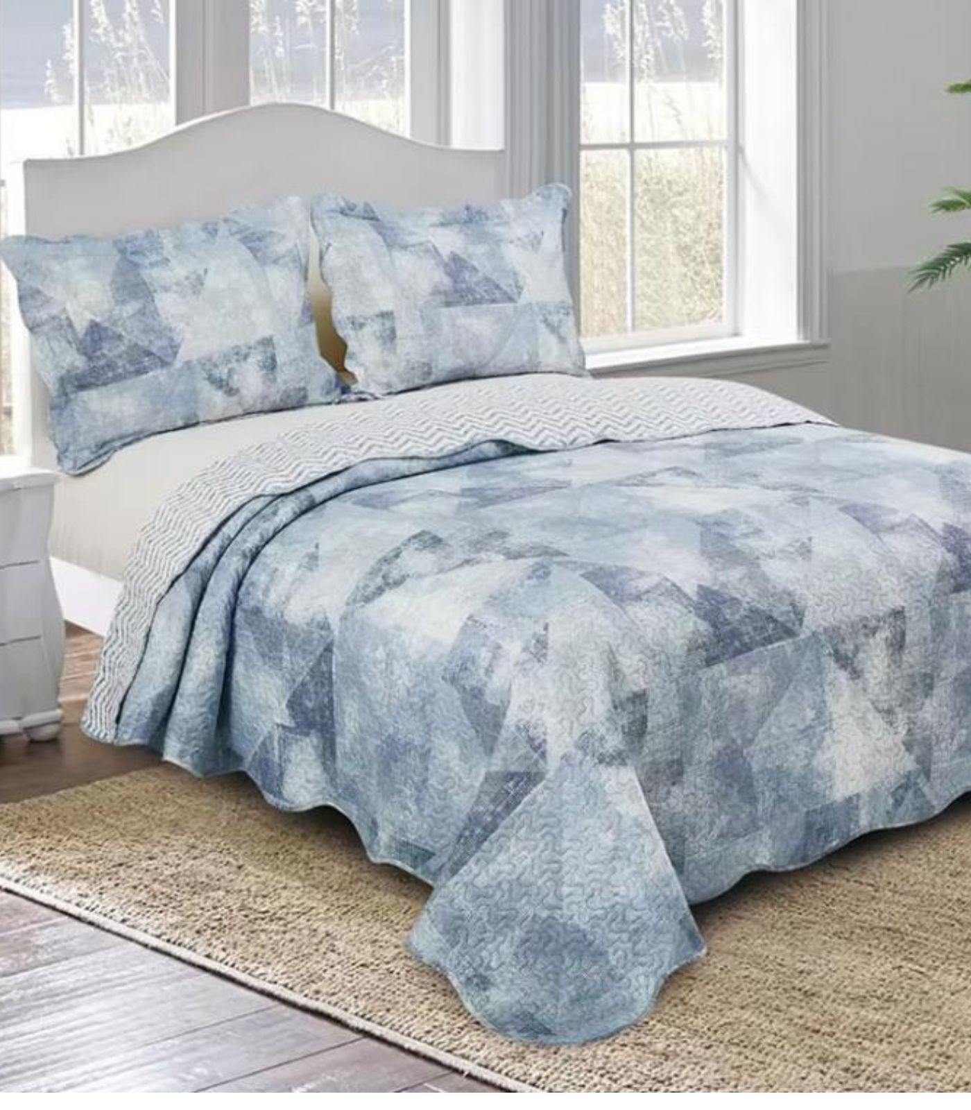 Jogo De Colcha Evolution Patchwork Solteiro Camesa Azul Un