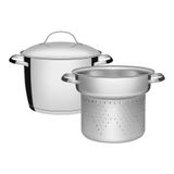 Jogo Cozi-pasta Allegra Caldeirão Em Aço Inox Brilhante 4,40l E 4,60l Inox