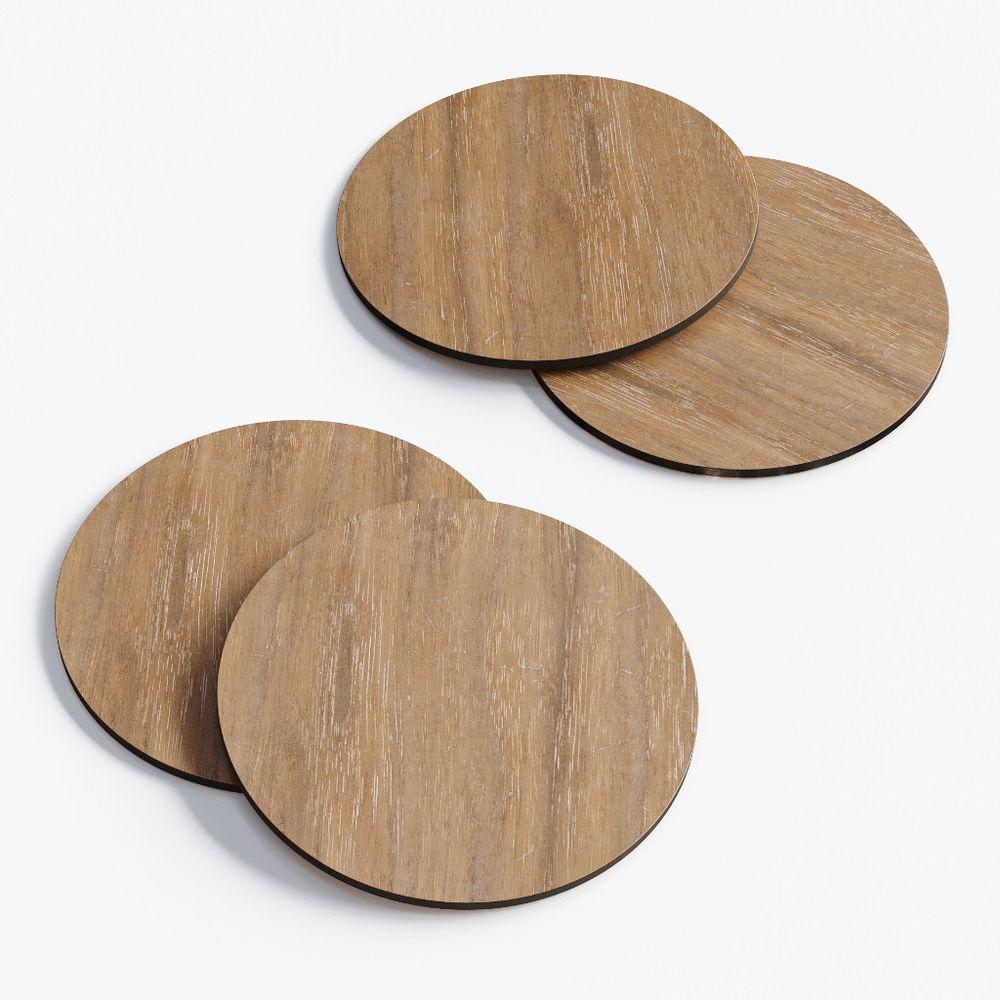 Kit 4 Porta Copos Sousplat Pequeno Em Madeira 8 Cm Para Mesa Decorativa Oem