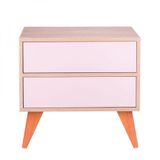 Mesa De Cabeceira Retrô Bréscia Carvalho e Rosa Claro