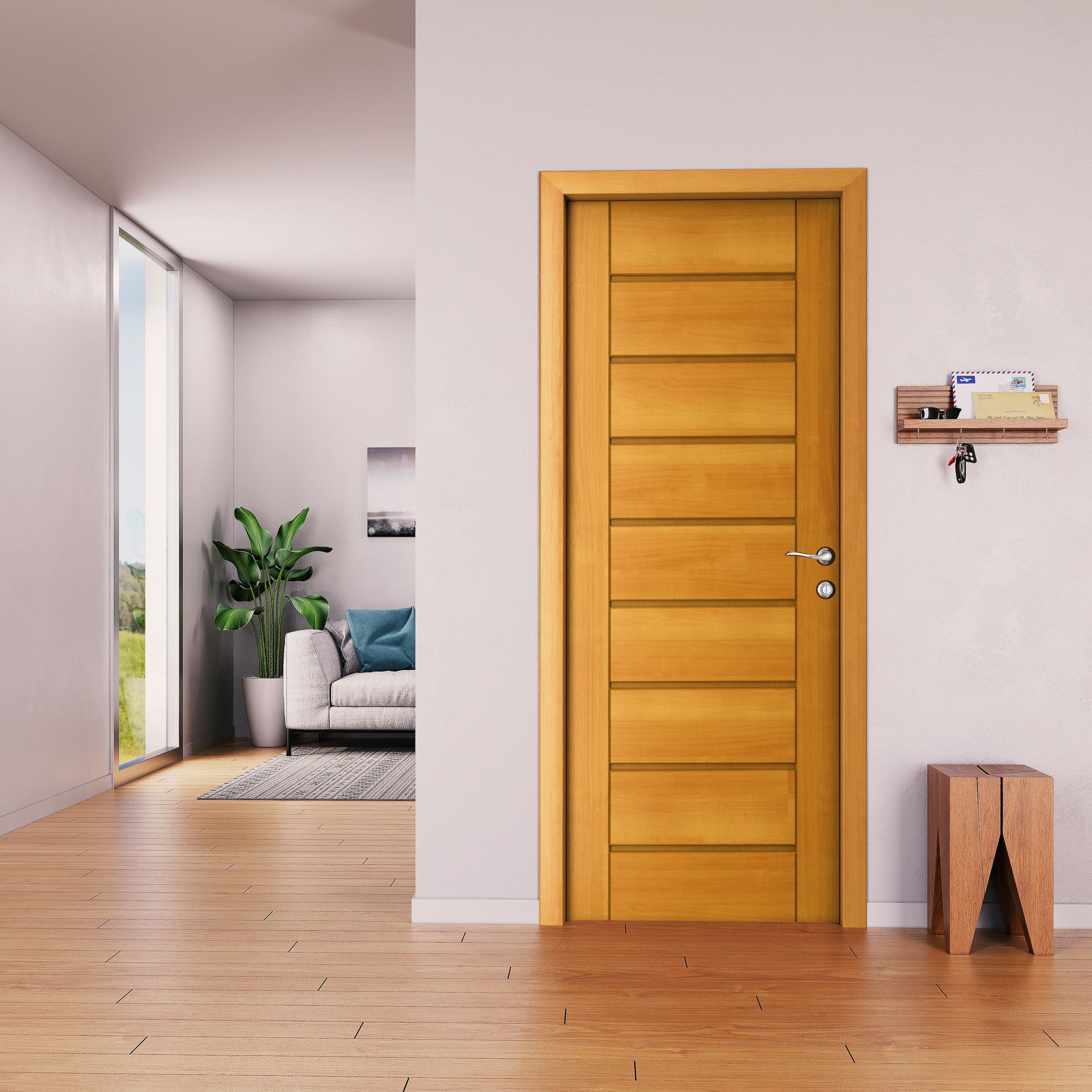 Porta Padrão Angelim 210x80cm Esquadrias Bassani Natural - Carrefour