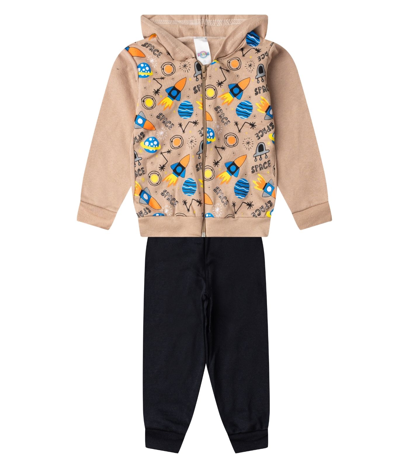 Conjunto Moletom Menino Jaqueta E Calça Select Bege 3