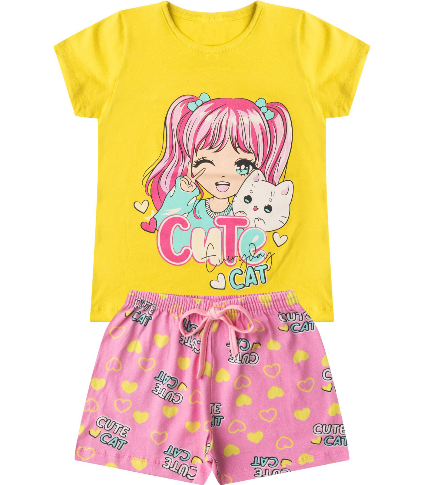 Conjunto Infantil Menina Básico Curto Select Amarelo 8