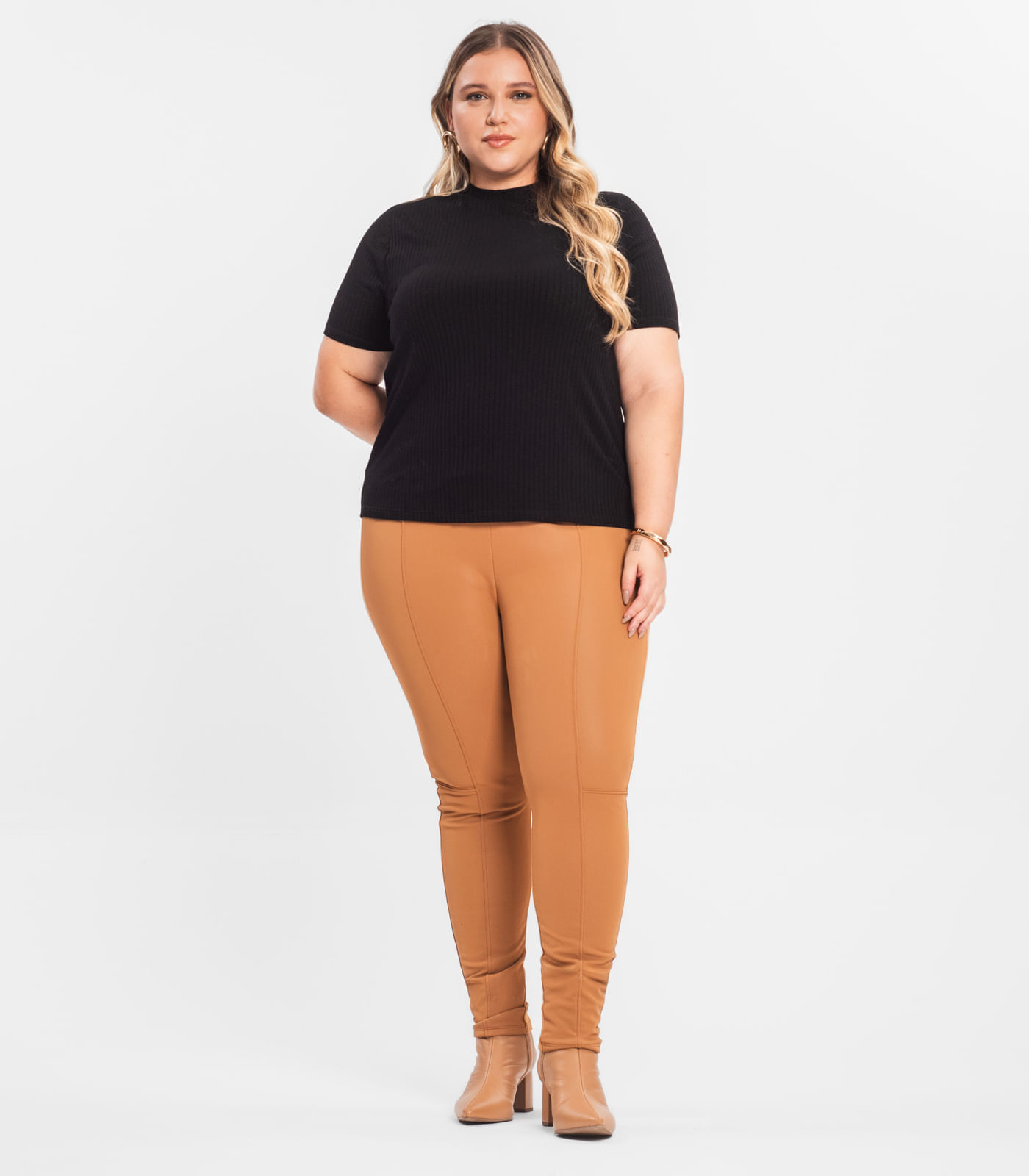Legging Feminina Plus Size Secret Glam Marrom Plus G1