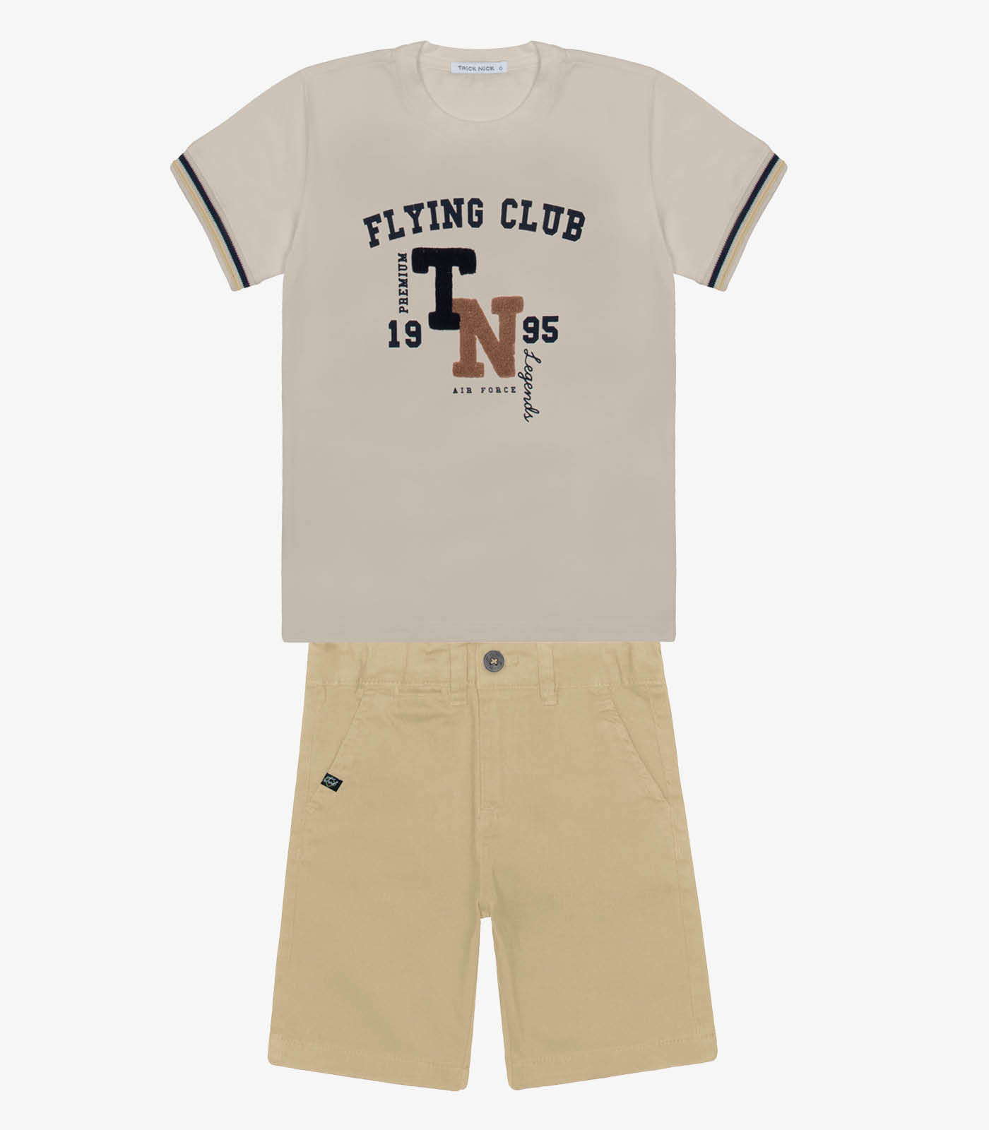 Conjunto Infantil Camiseta Com Bermuda Trick Nick Bege 4