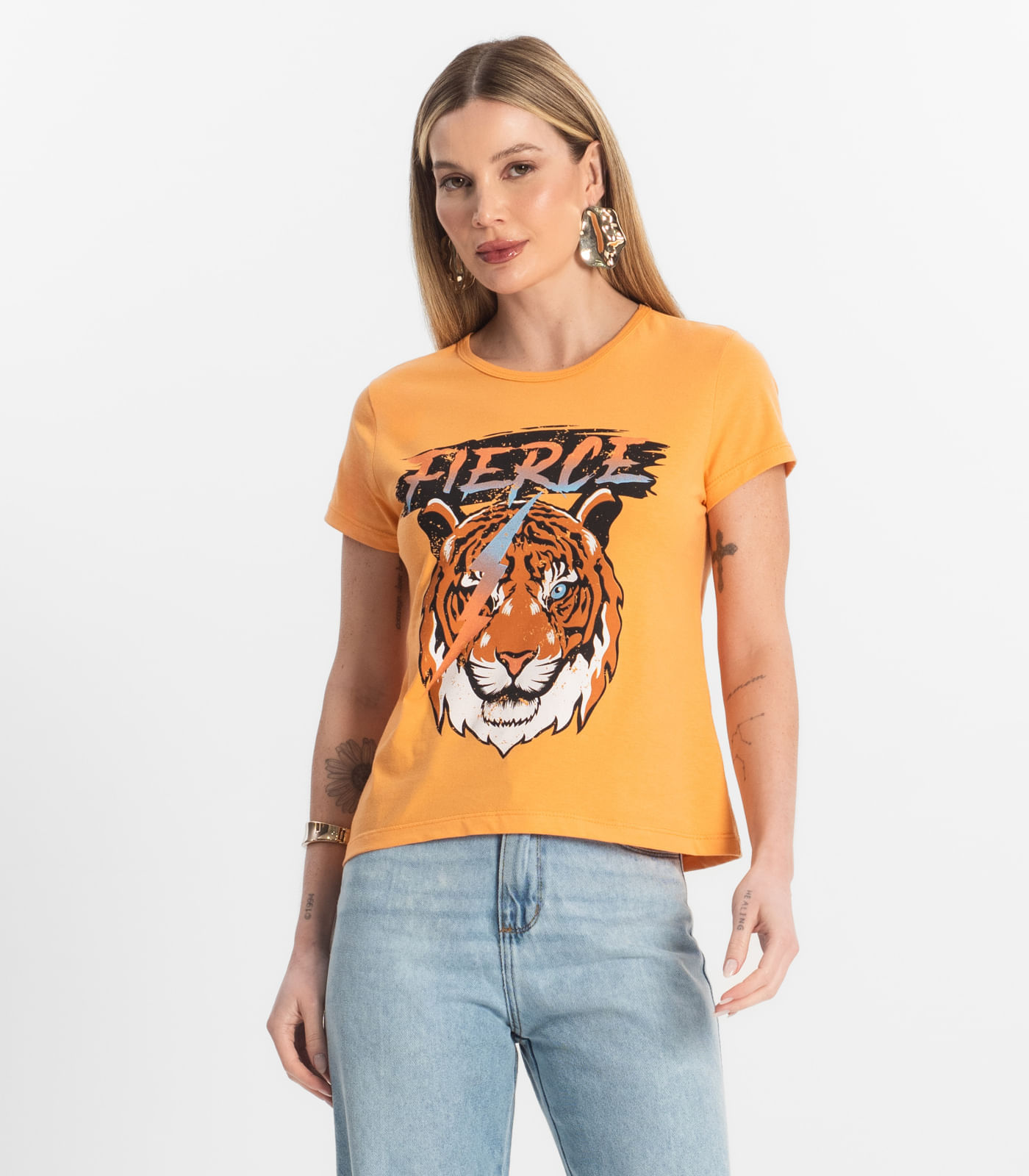Blusa T-shirt Feminina Estampada Select Laranja G