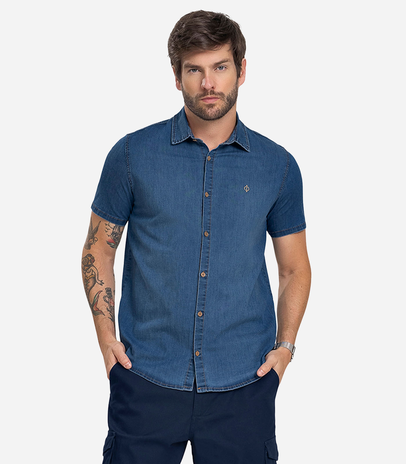 Camisa Masculina Jeans Diametro Azul P