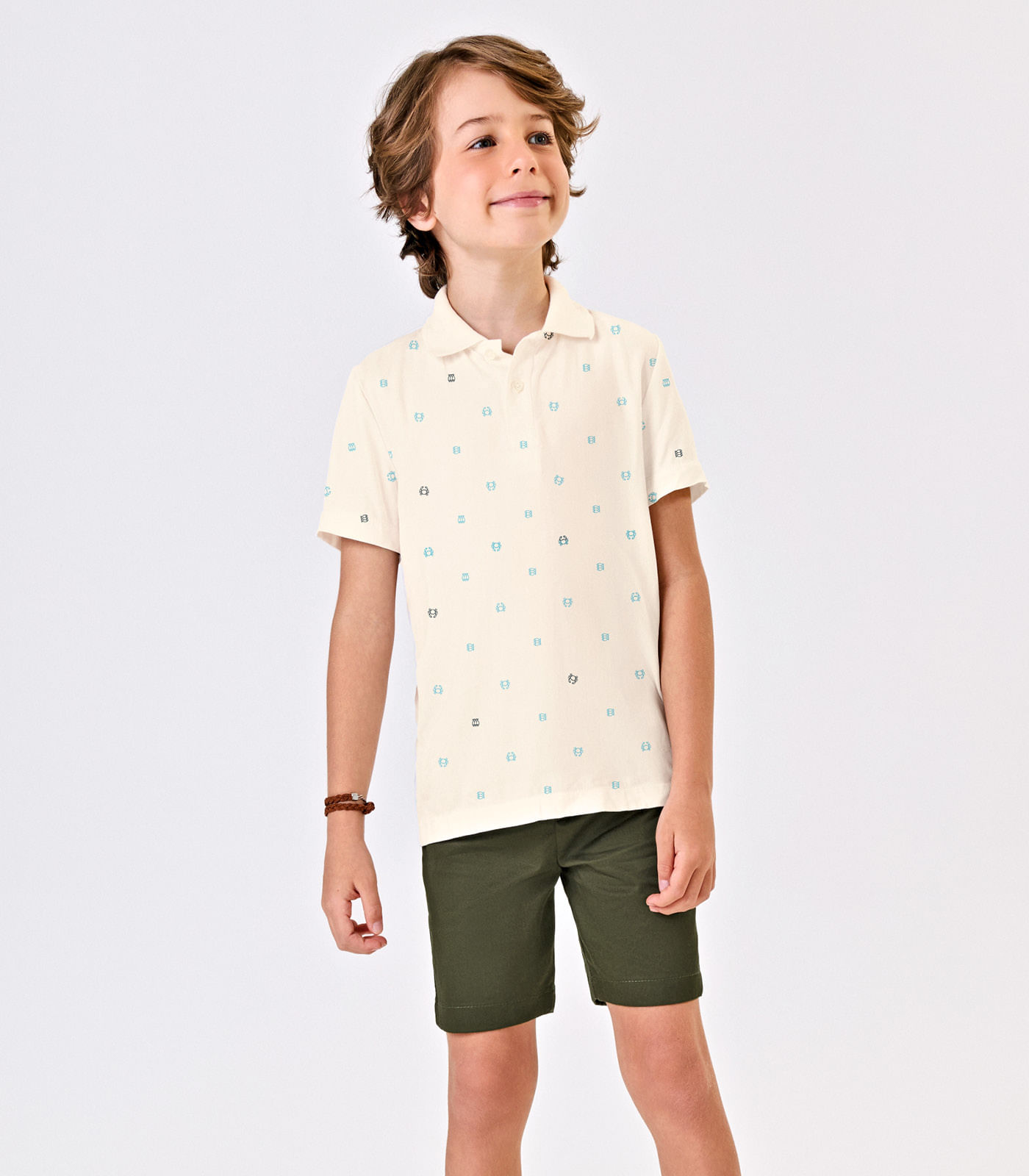 Conjunto Infantil Polo Com Bermuda Trick Nick Bege 10