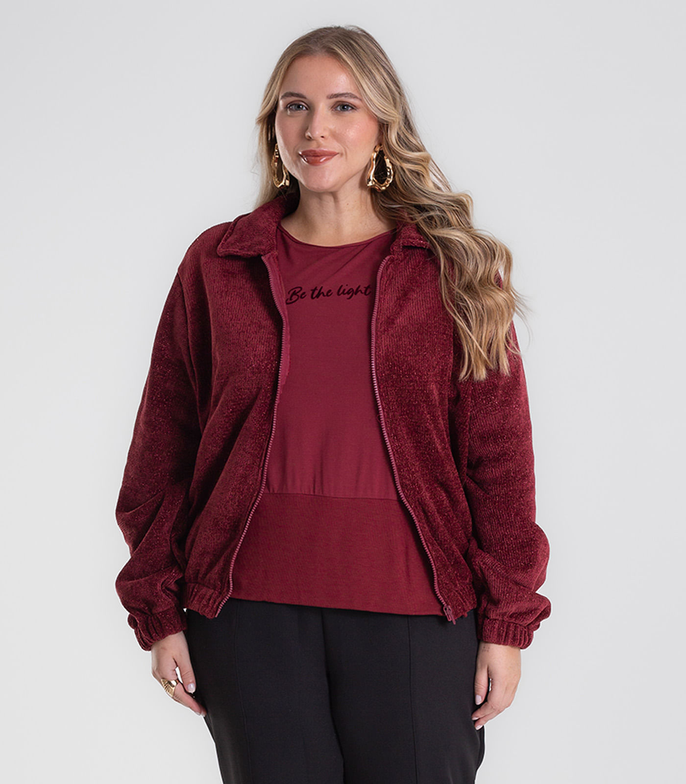 Jaqueta Feminina Plus Size Secret Glam Vermelho Plus G4